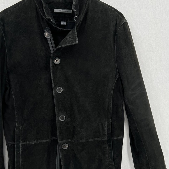JOHN VARVATOS Jacket Mens Adult 50 Black Goat Suede Coat Button Up Slim Fit - Picture 4 of 16